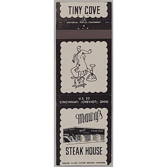Other - Vintage  Matchbook Cover Tiny Cove Maury’s Steak House Cincinnati OH Ohio Cow
